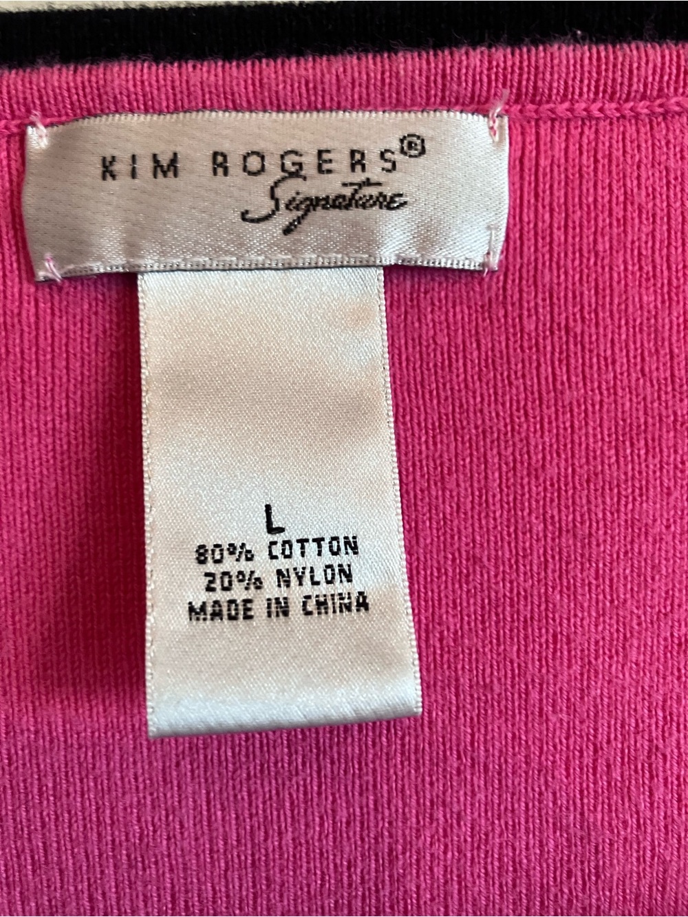 Kim Rogers Signature Retro Sweater Size L. TWEE pink black trim bow detail - Picture 3 of 6